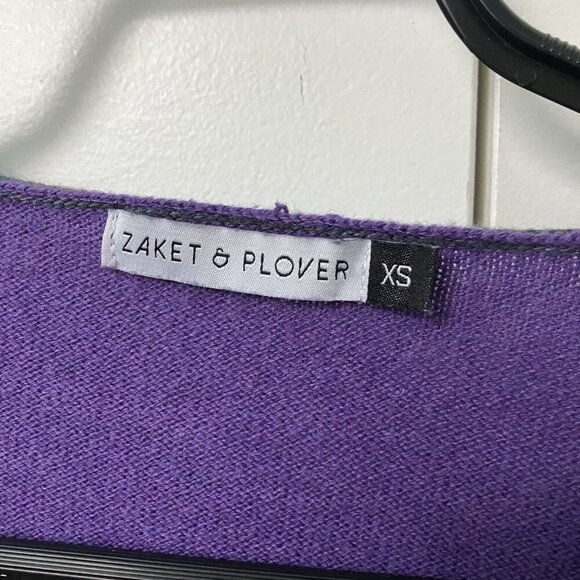 Zaket & Plover Sweater Womens XS Gray Cotton Cashmere Colorblock Gray Purple - Picture 2 of 6